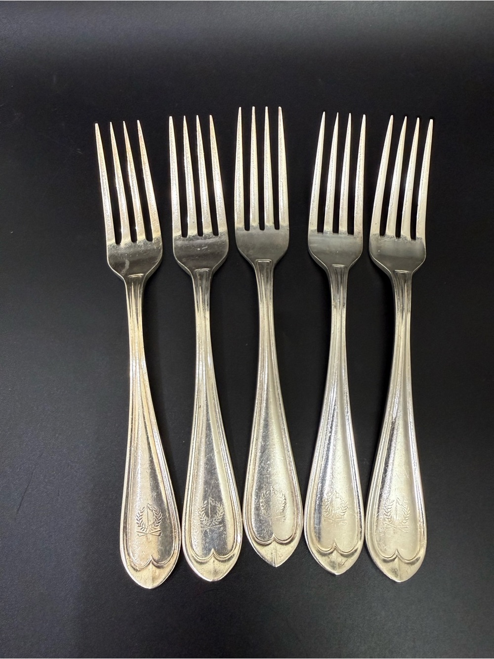 5pc Vintage AMSILCO International Silver Plated Restaurant Ware Dinner Forks